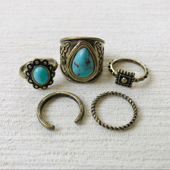 Boho Gypsy Midi Ring Set Gold - Picture 3 of 4